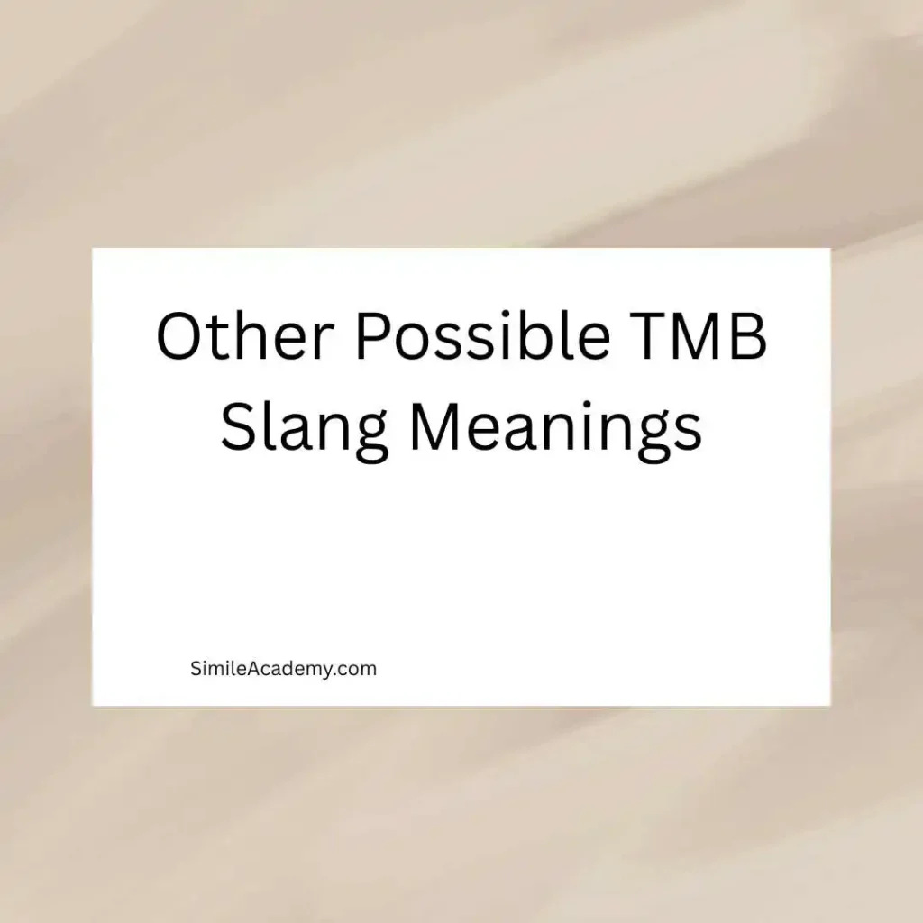 Other Possible TMB Slang Meanings